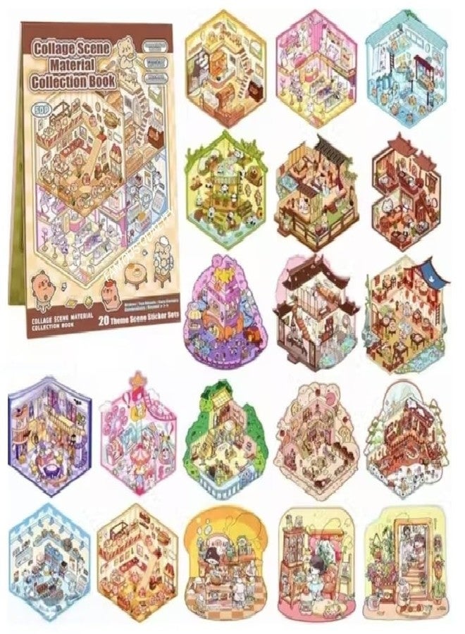 فيماس كواليتي مجموعة ملصقات ثلاثية الأبعاد عالية الجودة من 50 ورقة - كتاب تجميع مشاهد للأطفال والكبار، ملصقات لطيفة لصنع متجر أو منزل، هدايا، علاج بالملصقات، تخفيف التوتر، تمضية الوقت، حديقة ألعاب - Image 1